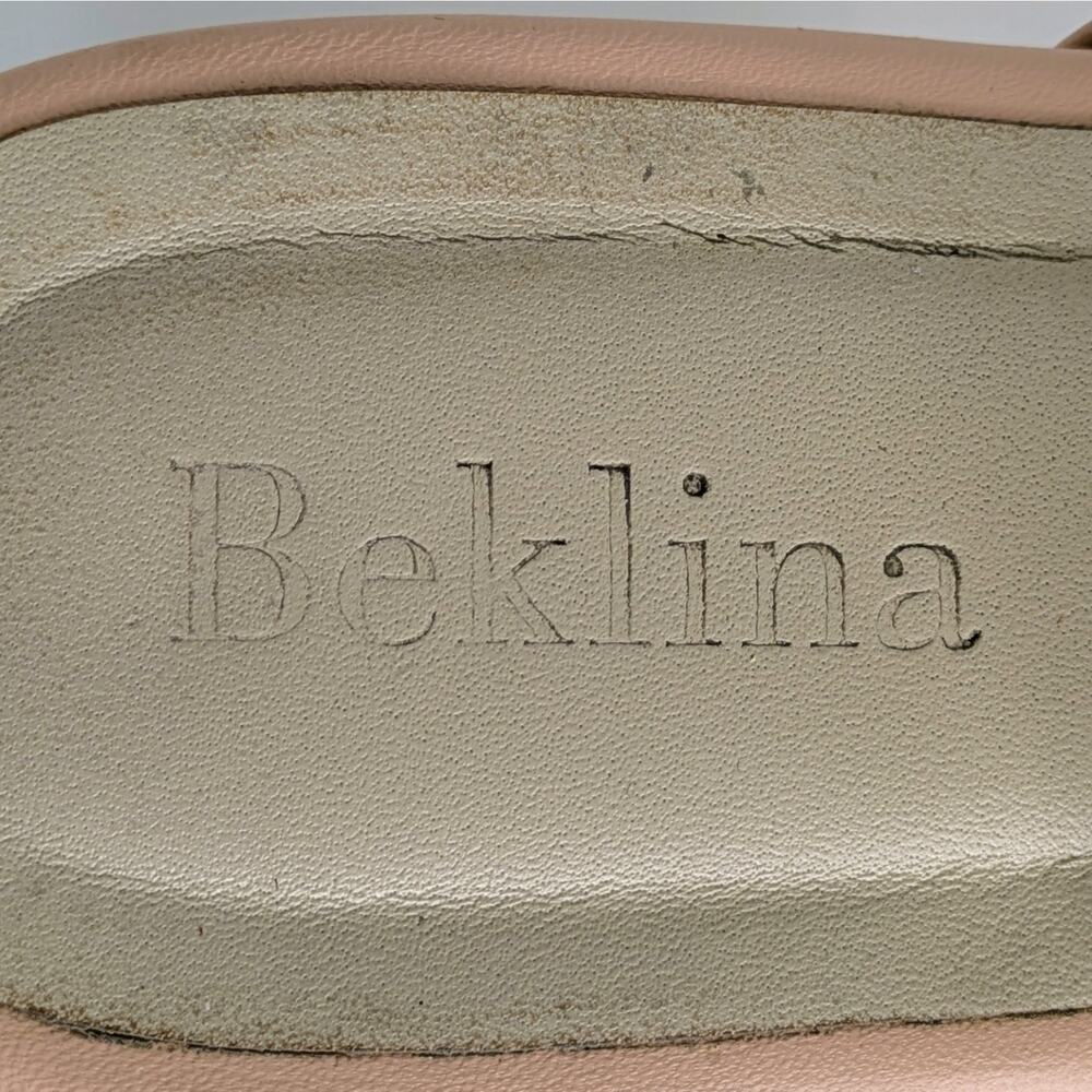 Beklina Ribbed Clogs 8.5 Buff Pink Tan Leather Platform Wood Clog Slip On US - Picture 2 of 16